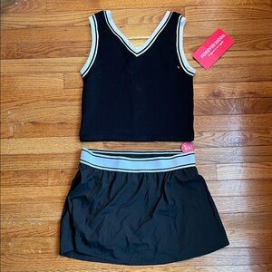 Black and White V-Neck Tank and Skort Set